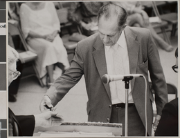 Photograph of dedication/cornerstone ceremony, University of Nevada, Las Vegas, October 07, 1984