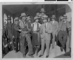Photograph of Alta Ham, and others on a movie set, near Colorado River, 1929
