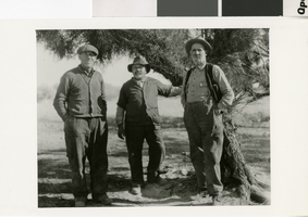 Photograph of three men at Kiel Ranch, Colorado, 1929