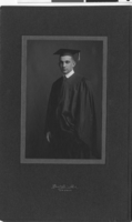 Photograph of A. W. Ham in graduation cap and gown, circa mid to late 1910s