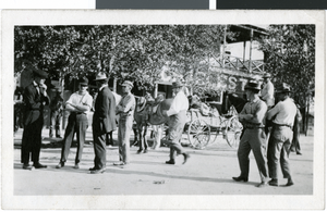 Photograph of people outside the Hotel Charleston, Las Vegas, circa early 1900s