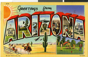 Postcard of Arizona, circa mid 1930s to 1950s