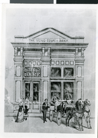 Photograph of a drawing of Mono County Bank, California, circa early 1900s