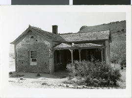 Photograph of the Bottle House in Rhyolite, circa 1910s
