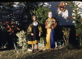 Slide of children in Halloween costumes, circa 1950