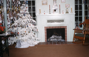 Slide of a living room at Christmas time, 1954