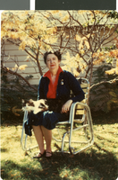 Slide of Maurine Wilson and her cat, circa 1950s