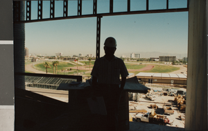 Photograph of a construction worker, University of Nevada, Las Vegas, circa 1991-1992