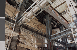 Photograph of the Rod Lee Bigelow Health Sciences building lobby, University of Nevada, Las Vegas, circa 1991-1992