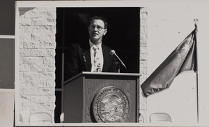 Photograph of an unidentified speaker at the groundbreaking ceremony, University of Nevada, Las Vegas, circa 1991-1992