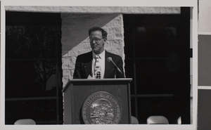 Photograph of a speaker at the ground breaking ceremony, University of Nevada, Las Vegas, circa 1991-1992