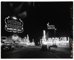 Film transparency of Fremont Street at night, Las Vegas, Nevada, July, 1949
