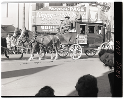 Film transparency of a stagecoach entry in the Helldorado Parade on Fremont Street, Las Vegas, Nevada, May, 1958