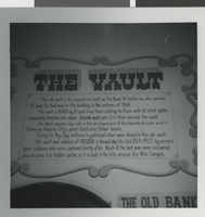 Photograph of the vault built by Bank of California, Viginia City, Nevada, circas 1960s