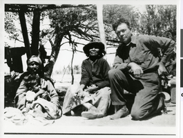 Photograph of two Indian women and a child with an unidentified man, Pahrump Valley or Ash Meadows, Nevada, circa 1880s-1910s