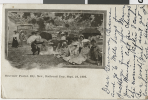 Postcard of people gathered for Railroad Day, Ely, Nevada, September 26, 1906