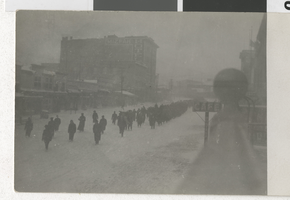 Postcard of a parade on Main Street in Tonopah, Nevada, circa 1900s-1910s