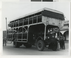 Photograph of motor lorry at Hoover Dam, 1930s.