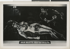 Postcard of Julia Bulette and John Millain scene, Virginia City, Nevada, 1867 - early 1900s