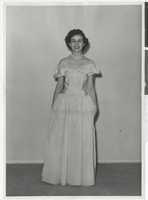 Photograph of an unidentified young woman in a prom dress, Las Vegas, April 1953