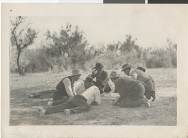 Photograph of people camping on Las Vegas Creek, 1880 - early 1900s