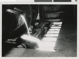 Photograph of blister copper being poured at Kennecott Copper Corporation, McGill, Nevada, 1960-1961