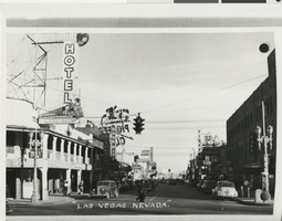 Photograph of Overland Hotel on Fremont Street, Las Vegas, Nevada, 1940s