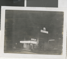 Photograph of the Guild Theatre marquee advertising "Exodus," Las Vegas (Nev.), 1960