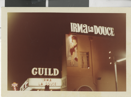 Photograph of the Guild Theatre marquee advertising "Irma La Douce," Las Vegas (Nev.), 1963