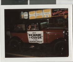 Photograph of a car advertising "Bonnie and Clyde" outside of the Fremont Theatre, Las Vegas (Nev.), 1967