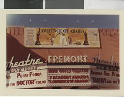 Photograph of the Fremont Theatre marquee advertising "Tammy and the Doctor," Las Vegas (Nev.), 1963