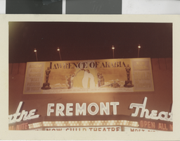 Photograph of a billboard advertising "Lawrence of Arabia," Las Vegas (Nev.), 1962