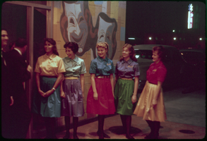 Slide of a group of women outside of the Guild Theatre, Las Vegas (Nev.), 1950s