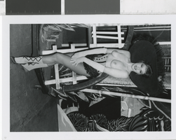 Photograph of topless showgirl with headdress, Las Vegas (Nev.), 1957-1960s