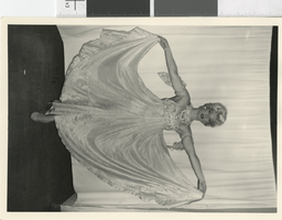 Photograph of costumed showgirl backstage, Las Vegas (Nev.), 1957-1960s