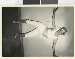 Photograph of a male dancer in costume backstage, Las Vegas (Nev.), 1957-1960s