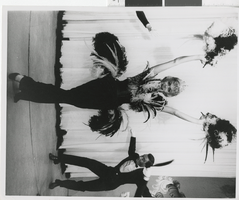 Photograph of a showgirl and male dancer onstage, Dunes Hotel, Las Vegas (Nev.), 1957-1960s