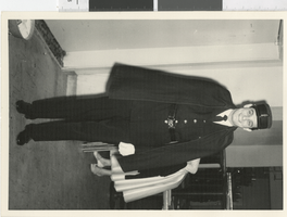 Photograph of a male performer wearing a gendarme costume, Dunes Hotel, Las Vegas, Nevada, January 29, 1959
