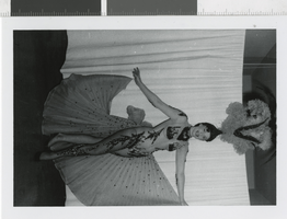 Photograph of showgirl in sheer dress, Las Vegas (Nev.), 1957-1960s