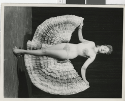 Photograph of showgirl in sheer costume, Las Vegas (Nev.), 1957-1960s