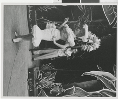 Photograph of a topless showgirl in costume for Minsky's Burlesque, 1970s