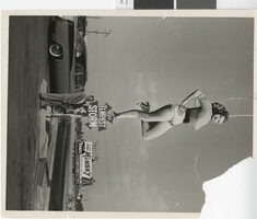 Photograph of a cutout billboard of Miss Tempest Storm, 1970-1979