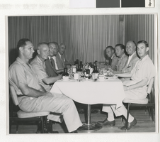 Black-and-white photograph of business executives and Air Force officers, Las Vegas (Nev.), circa 1960