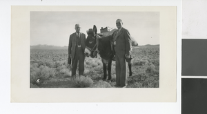 Photograph of men with pack mule, 1935-1940