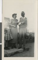 Photograph of people arm in arm on front steps, Las Vegas (Nev.), June 1949