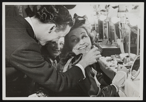 Photograph of Donn Arden backstage with dancers, 1930s-1940s