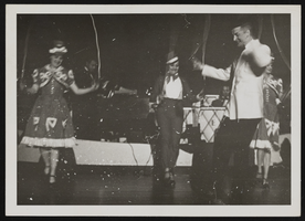 Photograph of Donn Arden rehearsing with dancers, 1930s-1940s