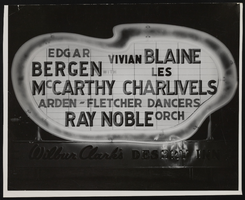 Photograph of Wilbur Clark's Desert Inn marquee, Las Vegas (Nev.), 1950s