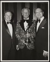 Black-and-white photograph of Donn Arden accepting an award, Las Vegas (Nev.), mid 1970s