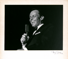 Photograph of Frank Sinatra performing onstage in the Copa Room, the Sands Hotel, Las Vegas, 1960